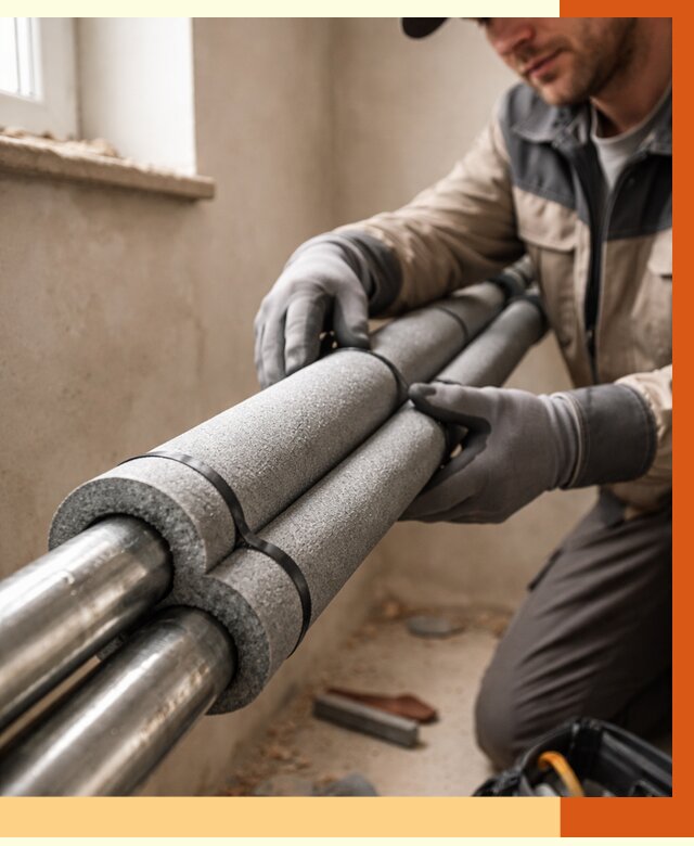 Утепление труб отопления в Северодвинске от 2884 руб. за м² — услуги под ключ | ТепломастерСвр