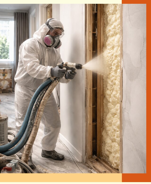 Межстеновое утепление ППУ в Северодвинске от 2783 руб/м2 — межстенное утепление под ключ | ТепломастерСвр