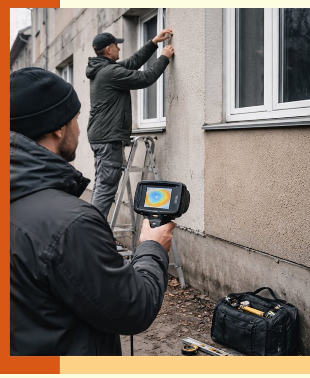 Тепловизионное обследование фасада в Северодвинске для выявления дефектов